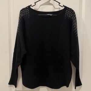 Black Studded Shoulder Sweater
